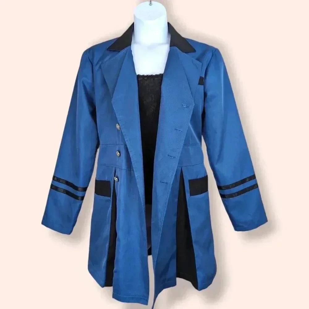 Long Blue Double Button Jacket - Picture 2 of 7